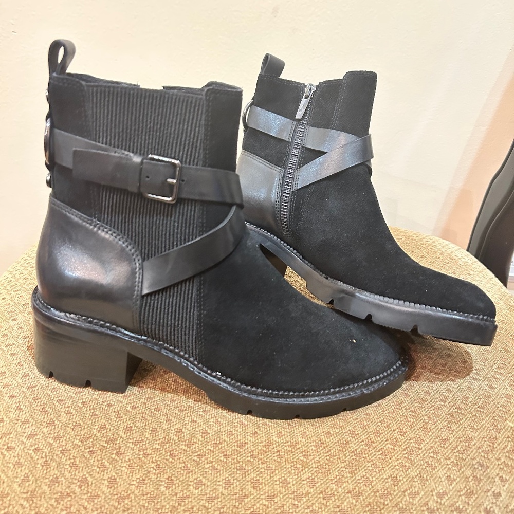 BRAND NEW never worn Real leather suede over the ankle boots